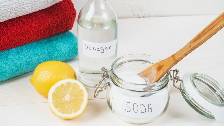 lemons, vinegar, and baking soda