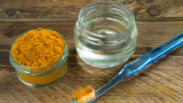 turmeric and water ingredients for paste