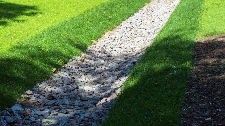 dry creek bed in lawn