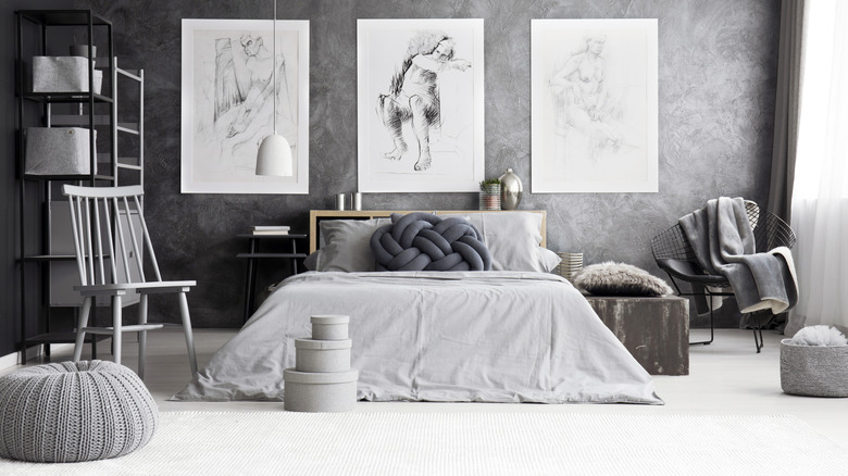 bedroom color drenched in gray