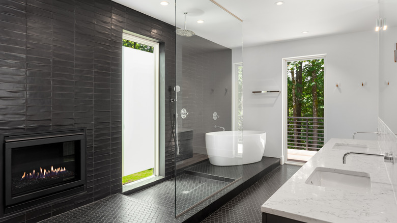 Luxurious bathroom with black shower