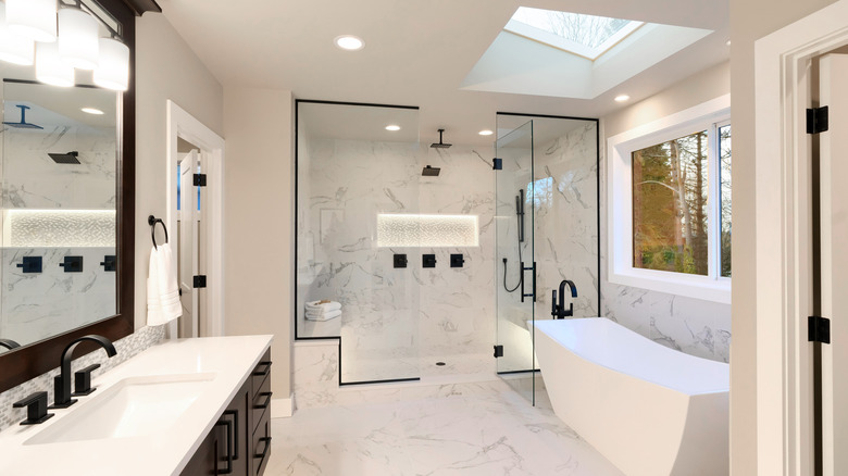 Marble walk-in shower