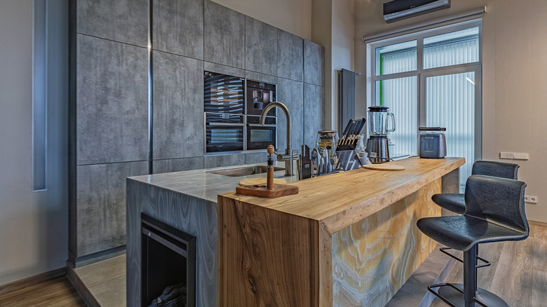 Onyx countertops in kitchen