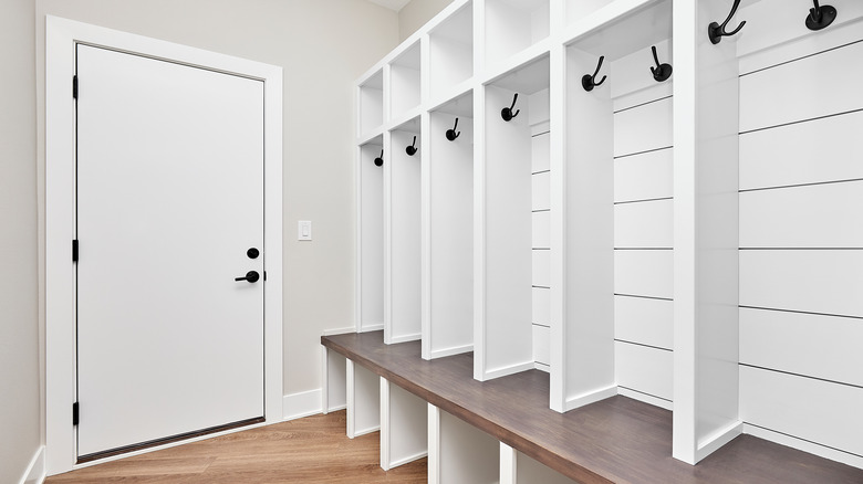 mudroom ready for storage pails