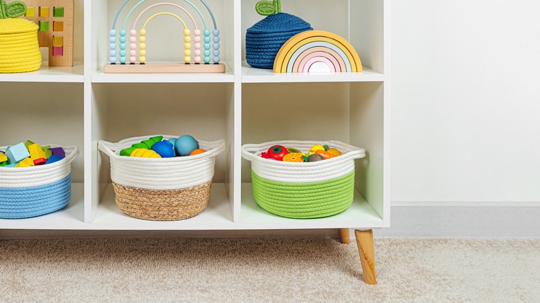 cube storage with children's toys
