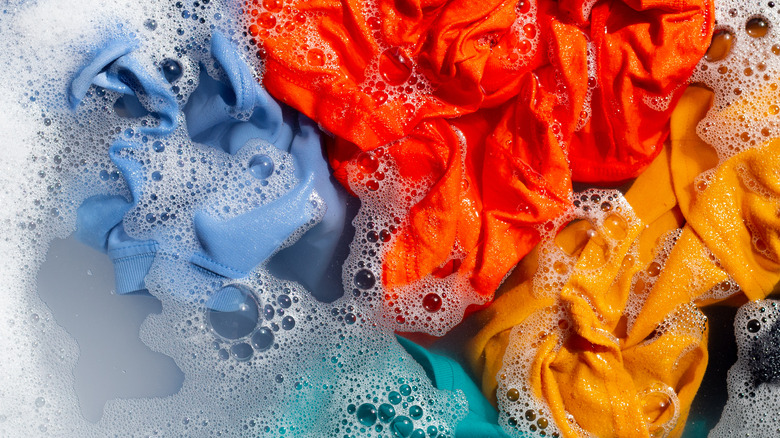 clothes soaking with detergent