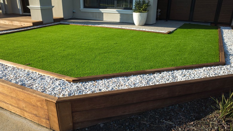 Artificial lawn outside home