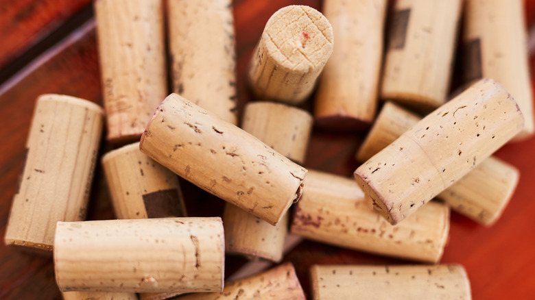 pile of leftover wine corks 