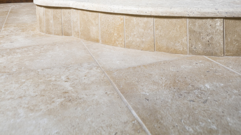 Limestone floor and stair