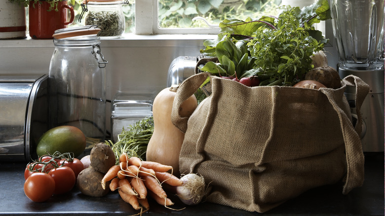 vegetables on kitchen countertop