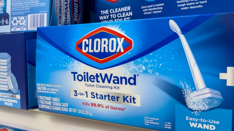 Clorox toilet wand starter kit on shelf