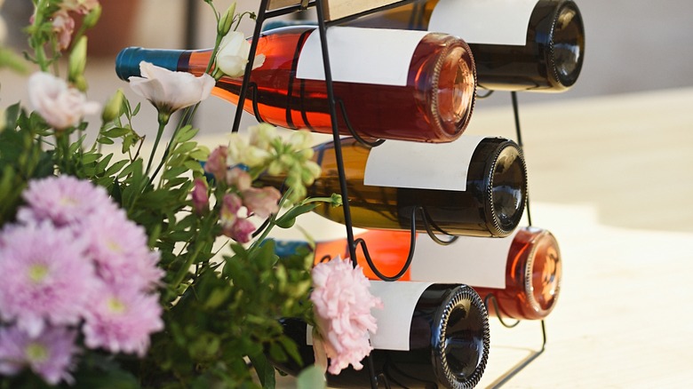 Wine rack and flowers 
