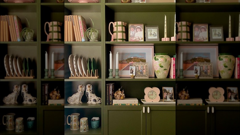 BILLY bookcases painted green