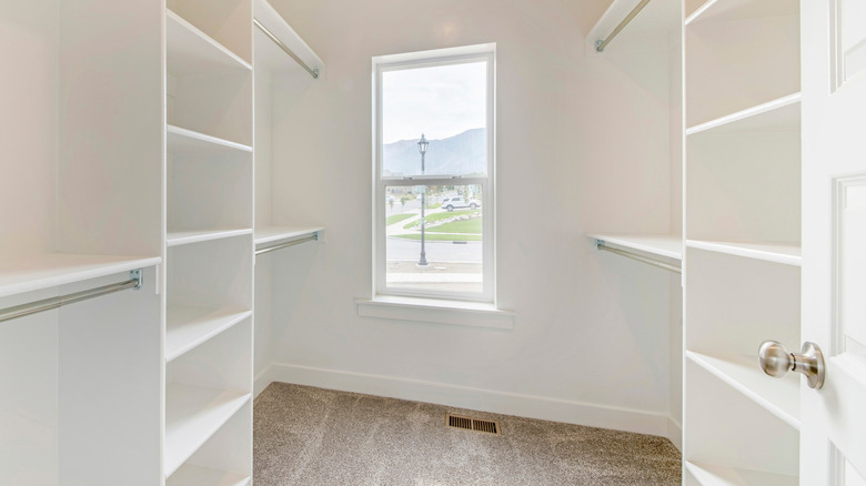 Walk-in closet with a window