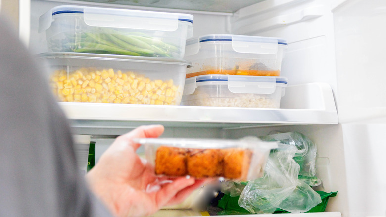 fridge with container sealed food