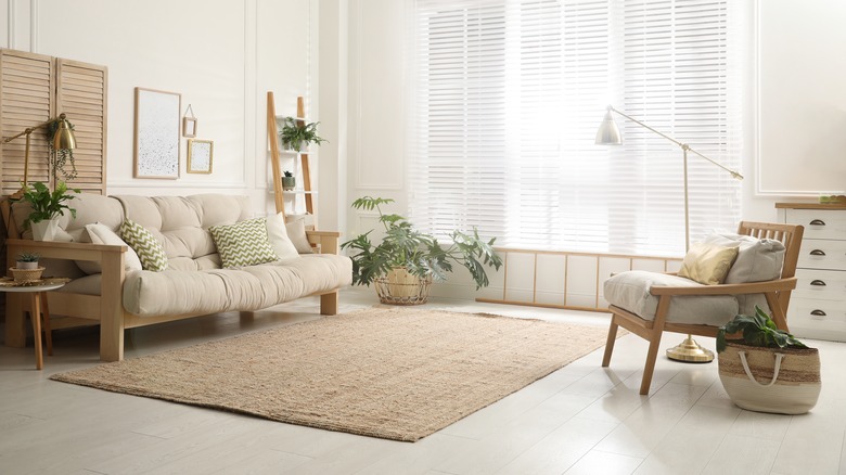 White monochromatic living room