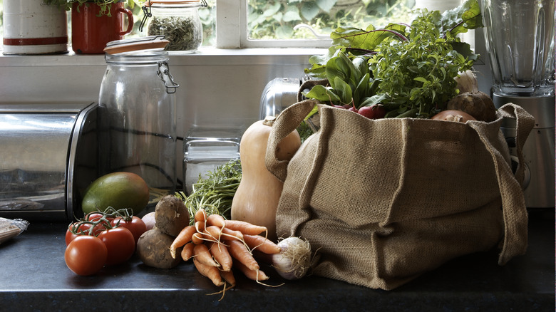 produce on kitchen counter