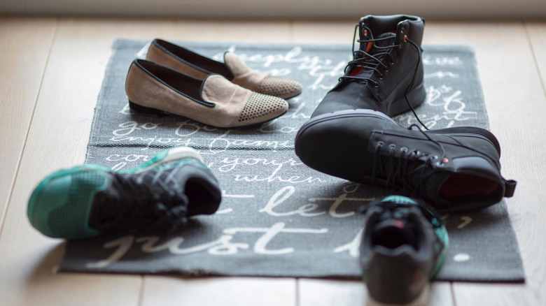 shoes on small rug