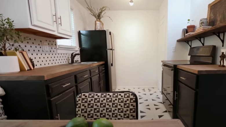 black painted cabinets