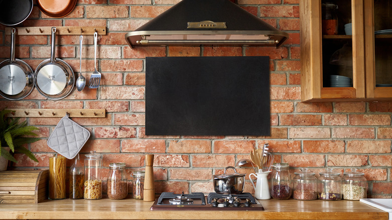 red brick in kitchen