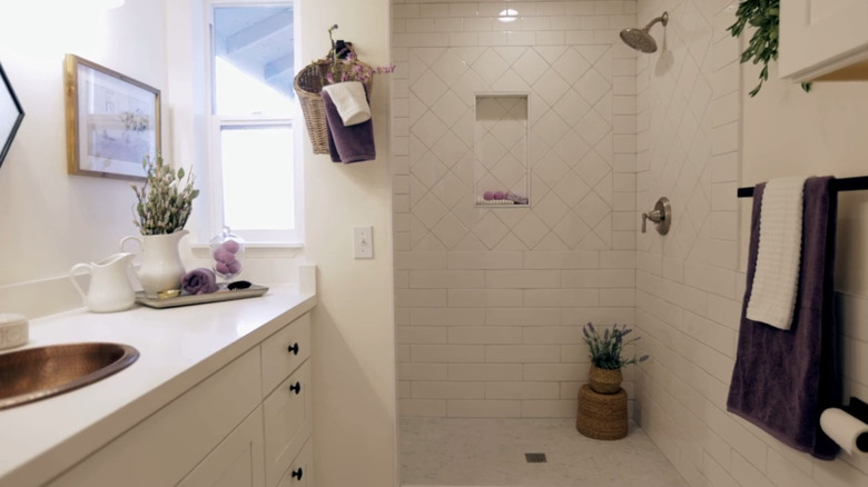 mixed tile shower