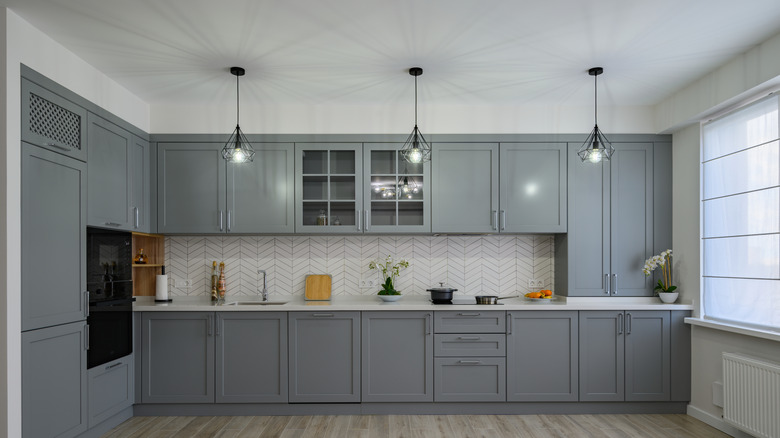 Gray cabinets in modern kitchen