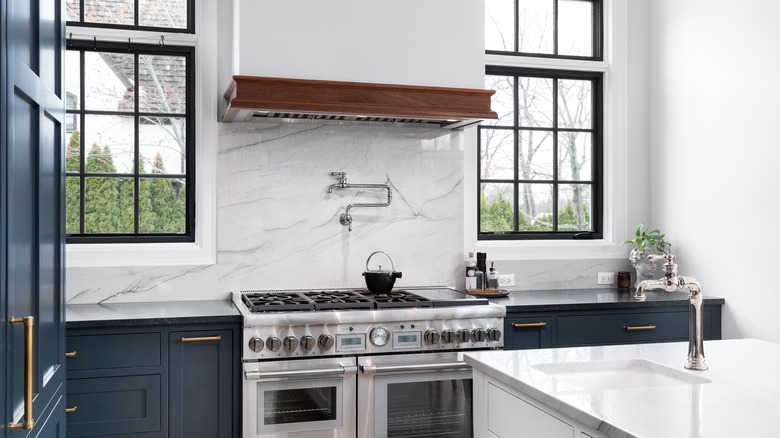 Marble slab backsplash