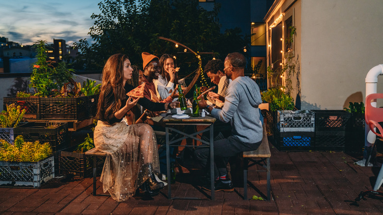 dining on patio in summer