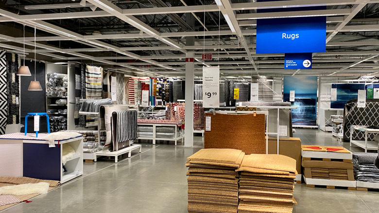 The view of the rug area inside an IKEA store in the U.S.A.