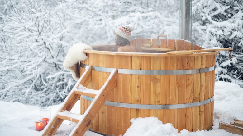 Wooden hot tub