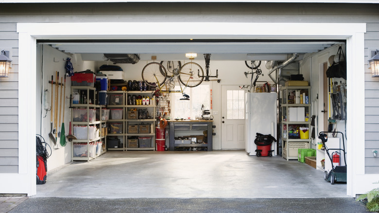 Photo looking into open garage door