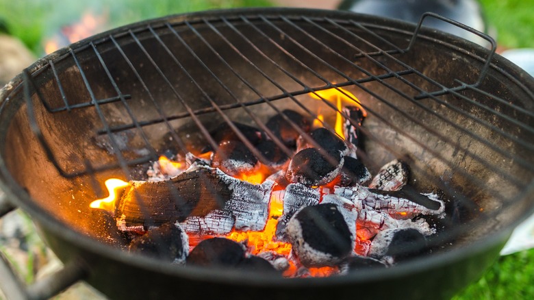 Old, worn charcoal grill