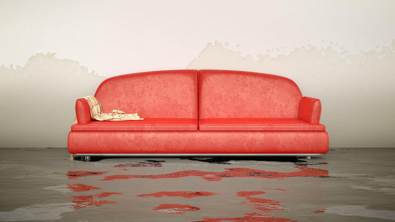 Couch in flood water