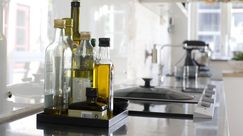 cluttered kitchen counter