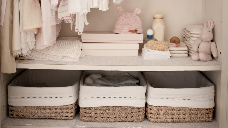 baskets in toddler's room