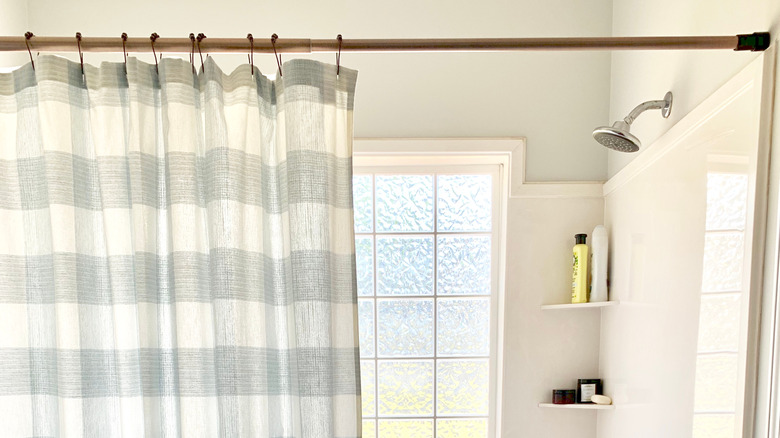 blue and white shower curtain 