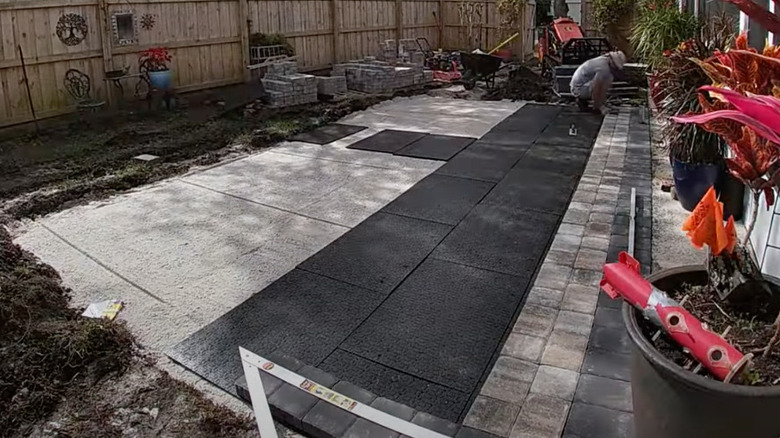 gator base under a paver patio installation