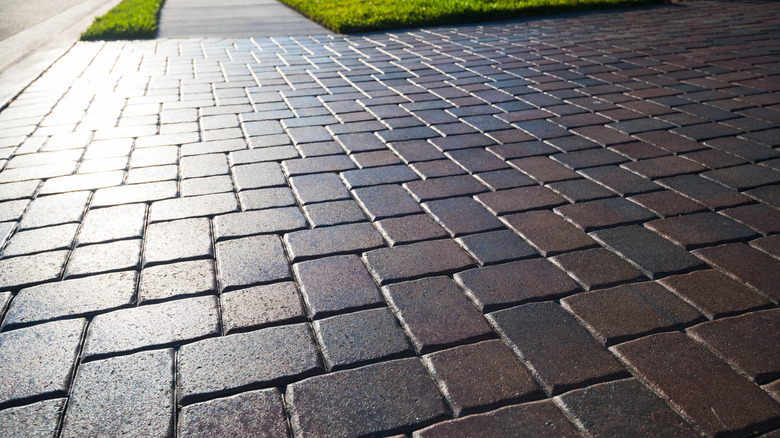 dark colored paver driveway