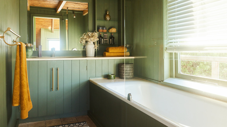 Bathroom with sage green walls