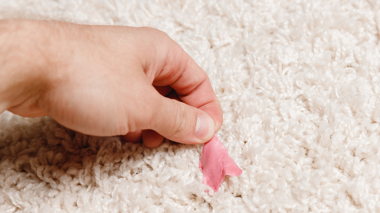 gum stuck on carpet