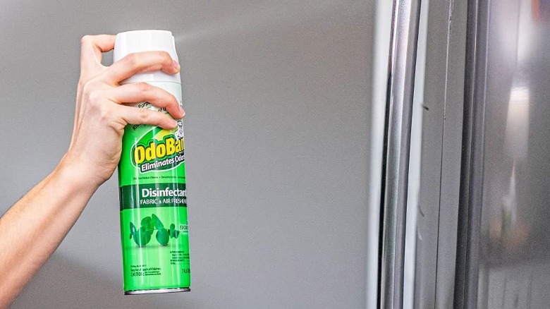 Bottle of OdoBan spray