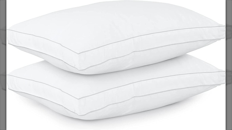 Two stacked white pillows