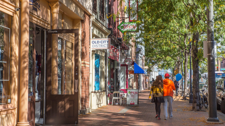 Couple exploring Old City street