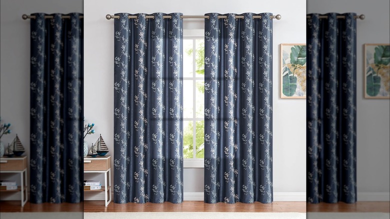 Faux silk room darkening curtains