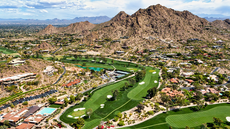 Paradise Valley, Arizona with mountains and golf courses