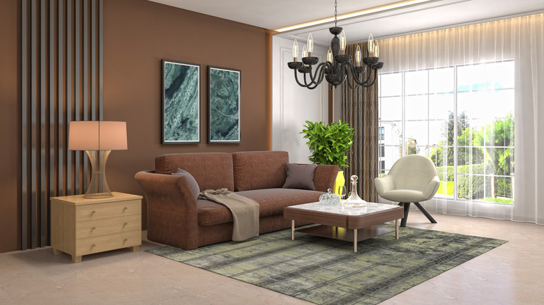 brown sofa in a room