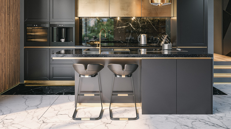 Bold kitchen with dark countertops