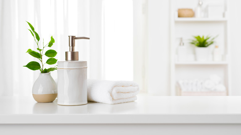 white bathroom counter