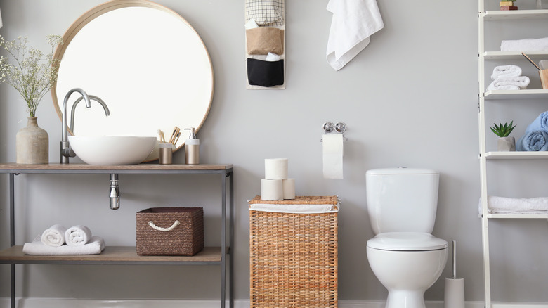 light gray bathroom