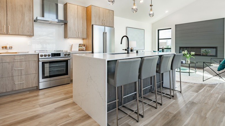 Kitchen with gray accents